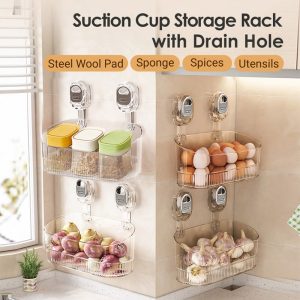 Hot Sale Suction Cup Storage Rack with Drain Hole