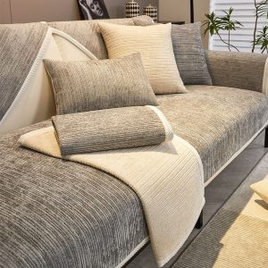 Hot Sale!Simple Striped Chenille Anti-scratch Couch Cover