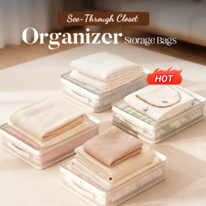 LAST DAY PROMOTION – See-Through Closet Organizer Storage Bags – Clear View & Dust-Proof, Perfect for Clothes/Bedding!